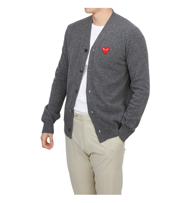 꼼데가르송 레드하트 긴팔가디건